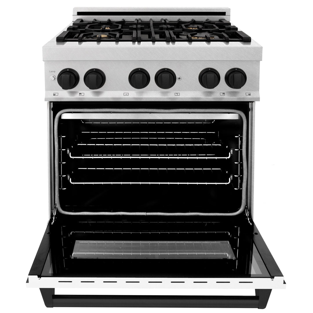 ZLINE Autograph Edition 30 in. 4.0 cu. ft. Dual Fuel Range with Gas Stove and Electric Oven in Fingerprint Resistant Stainless Steel with White Matte Door (RASZ-WM-30)