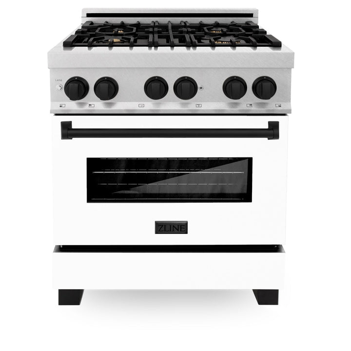 ZLINE Autograph Edition 30 in. 4.0 cu. ft. Dual Fuel Range with Gas Stove and Electric Oven in Fingerprint Resistant Stainless Steel with White Matte Door (RASZ-WM-30)