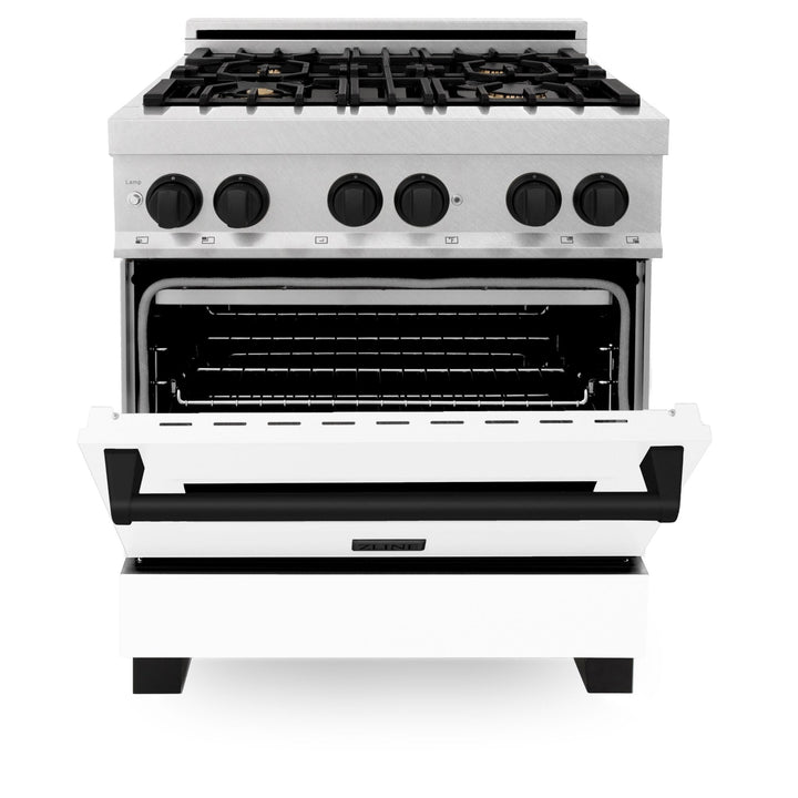 ZLINE Autograph Edition 30 in. 4.0 cu. ft. Dual Fuel Range with Gas Stove and Electric Oven in Fingerprint Resistant Stainless Steel with White Matte Door (RASZ-WM-30)