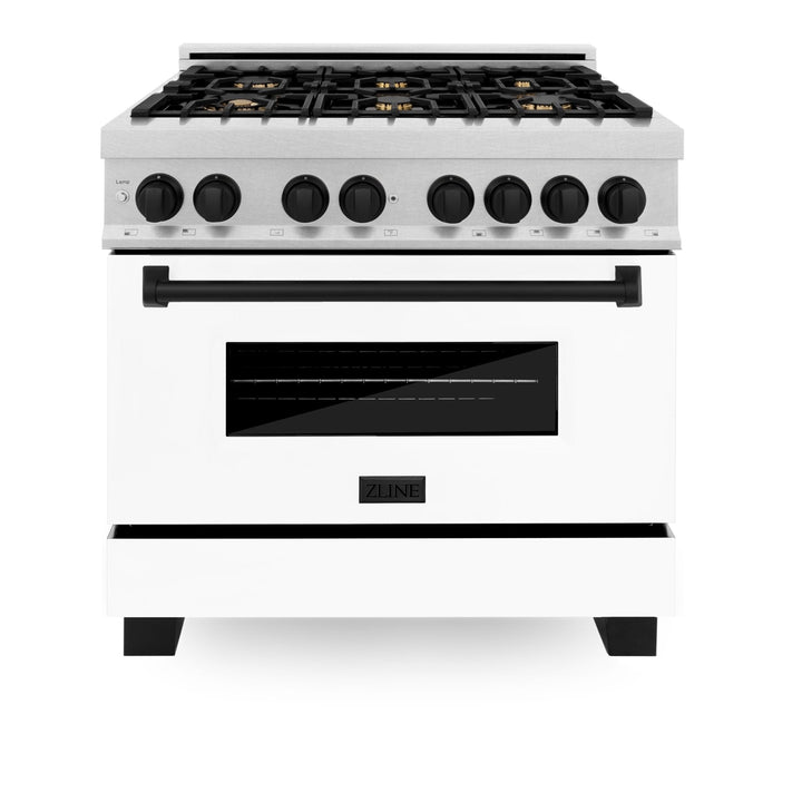 ZLINE Autograph Edition 36 in. 4.6 cu. ft. Dual Fuel Range with Gas Stove and Electric Oven in Fingerprint Resistant Stainless Steel with White Matte Door and Accents (RASZ-WM-36)