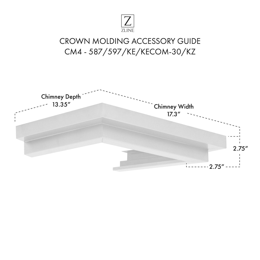 ZLINE Crown Molding 4 For Wall Range Hood (CM4-587/597/KE/KECOM-30/KZ)