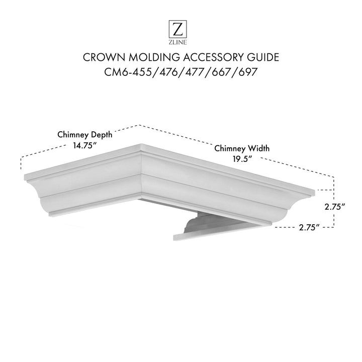 ZLINE Crown Molding 6 For 455/476/477/667/697 Wall Range Hood Stainless Steel (CM6-455/476/477/667/697)