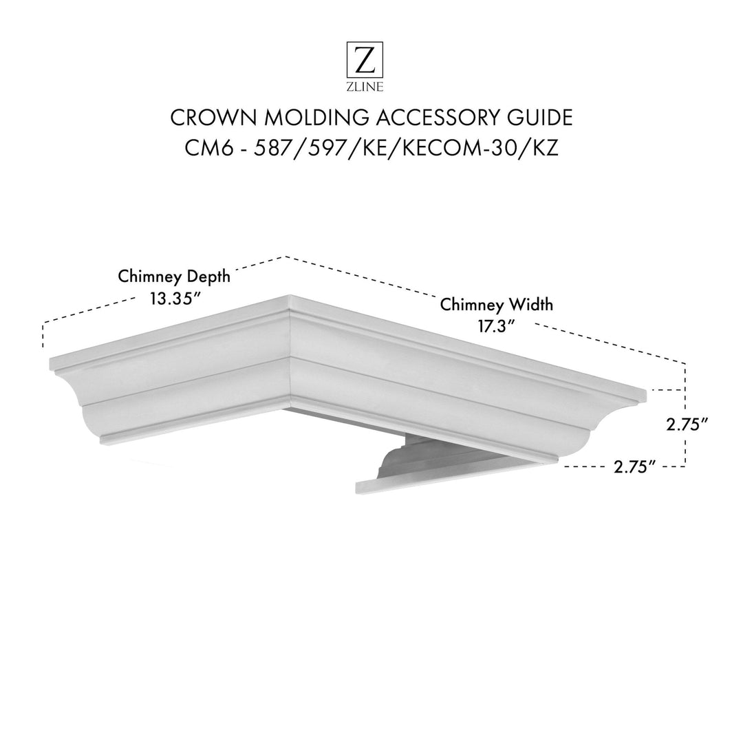 ZLINE Crown Molding 6 For 587/597/KE/KECOM-30/KZ Wall Range Hood Stainless Steel (CM6-587/597/KE/KECOM-30/KZ)