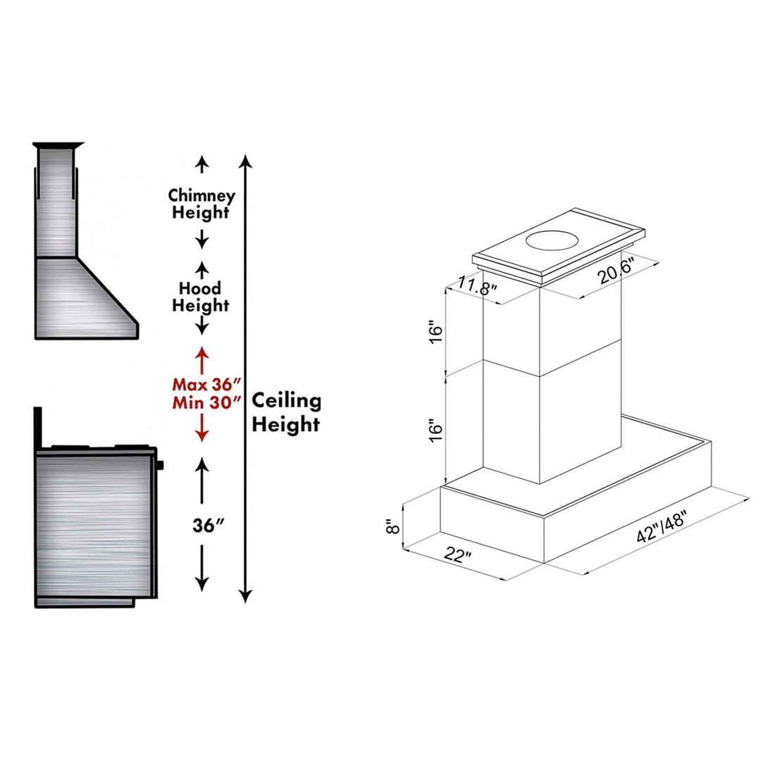 ZLINE Remote Blower Ducted Designer Series Wooden Wall Mount Range Hood in Butcher Block (681W-RD/RS)