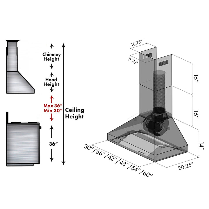 ZLINE Outdoor Wall Mount Range Hood in Stainless Steel (597-304)