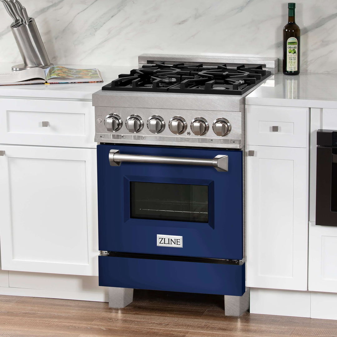 ZLINE 24 in. Professional Dual Fuel Range in Fingerprint Resistant Stainless Steel with Color Door Options (RAS-SN-24)