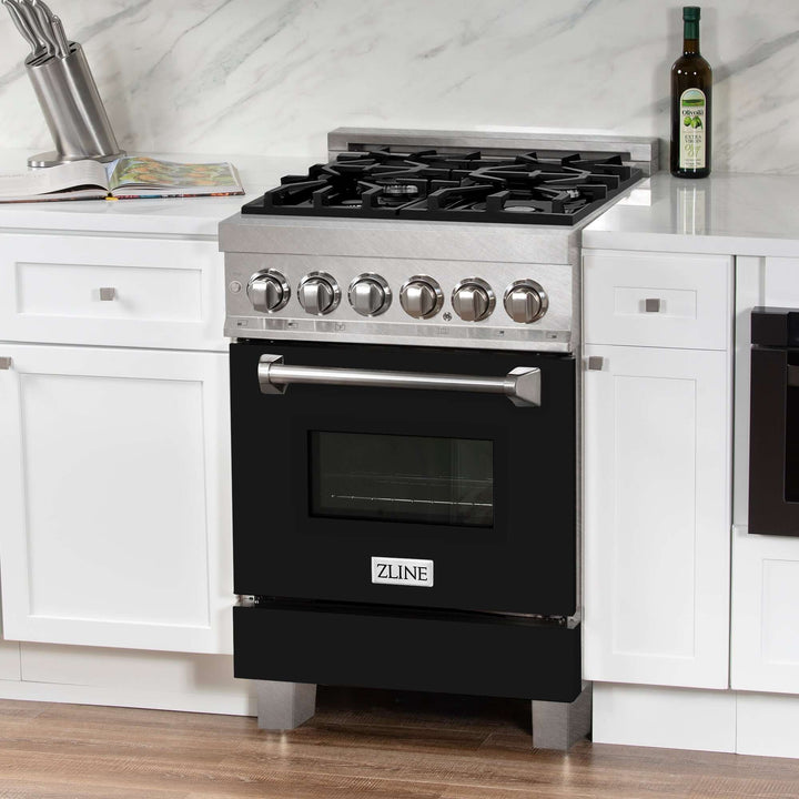 ZLINE 24 in. Professional Dual Fuel Range in Fingerprint Resistant Stainless Steel with Color Door Options (RAS-SN-24)