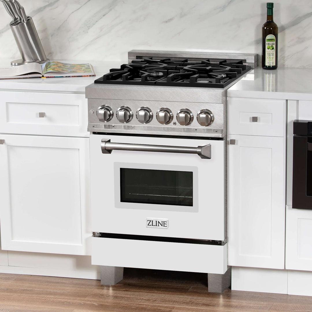 ZLINE 24 in. Professional Dual Fuel Range in Fingerprint Resistant Stainless Steel with Color Door Options (RAS-SN-24)