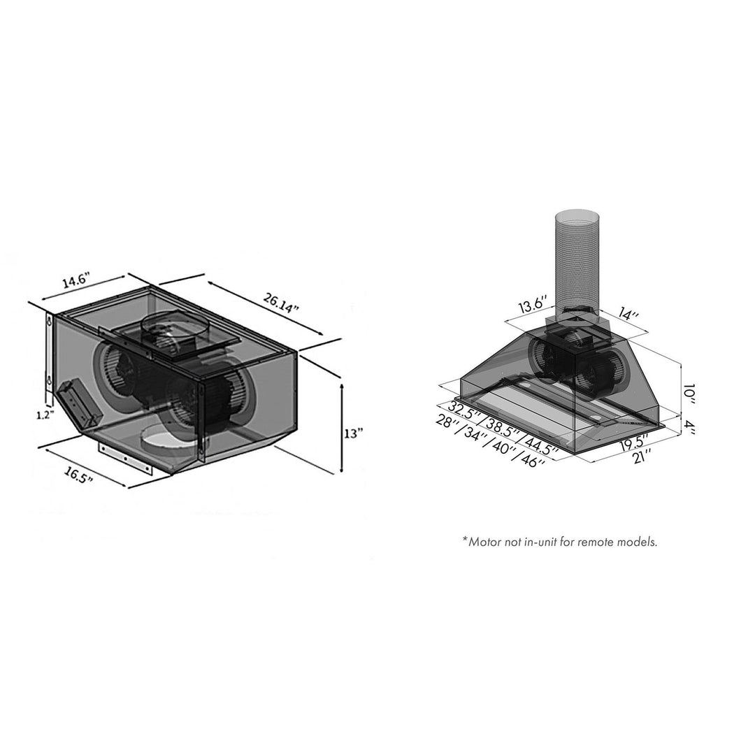 ZLINE Remote Blower Range Hood Insert In Stainless Steel (721-RS-400)