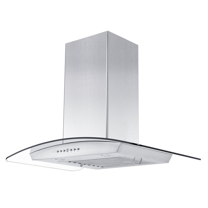 ZLINE Kitchen and Bath, ZLINE Wall Mount Range Hood In Stainless Steel & Glass With Crown Molding (KZCRN), KZCRN-30,