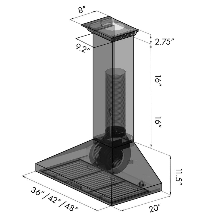 ZLINE Ducted Vent Wall Mount Range Hood in Stainless Steel with Built-in ZLINE CrownSound™ Bluetooth Speakers (KL3CRN-BT)