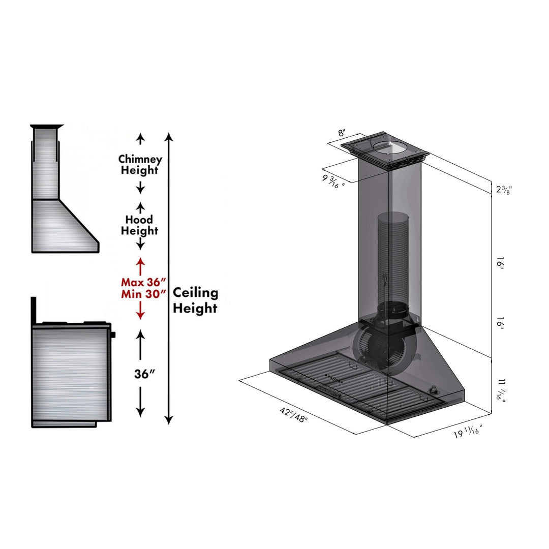 ZLINE Convertible Vent Wall Mount Range Hood in Stainless Steel with Crown Molding (KL3CRN)