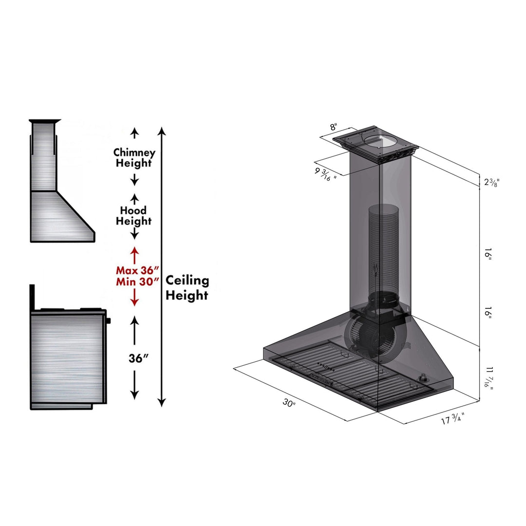 ZLINE Convertible Vent Wall Mount Range Hood in Stainless Steel with Crown Molding (KL3CRN)