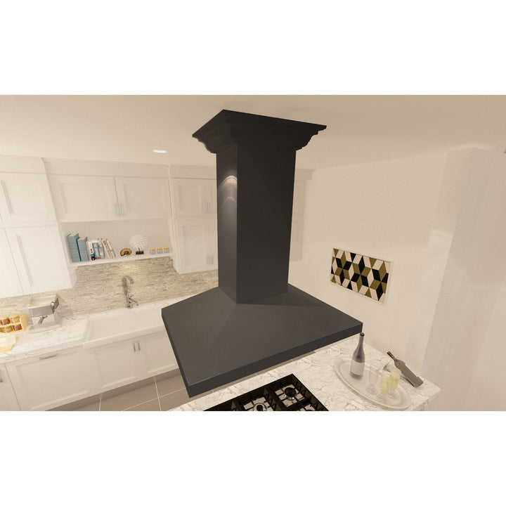 ZLINE Wooden Island Mount Range Hood in Black (KBiCC)